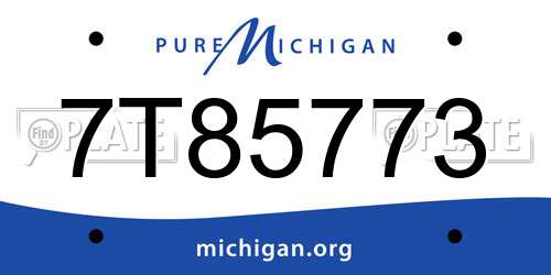 7T85773 Michigan License Plate