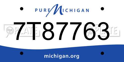 7T87763 Michigan License Plate
