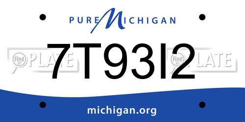 7T93I2 Michigan License Plate