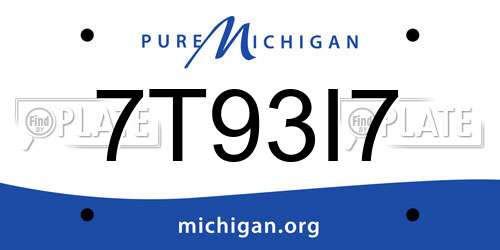 7T93I7 Michigan License Plate