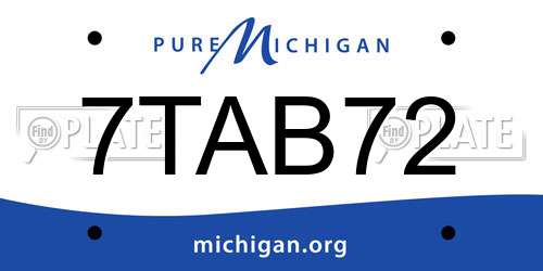 7TAB72 Michigan License Plate