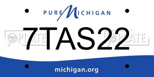 7TAS22 Michigan License Plate