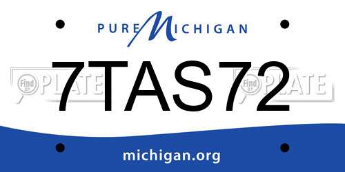 7TAS72 Michigan License Plate