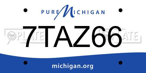 7TAZ66 Michigan License Plate