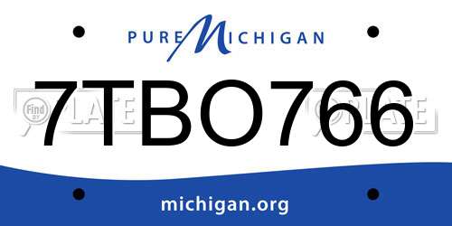 7TBO766 Michigan License Plate