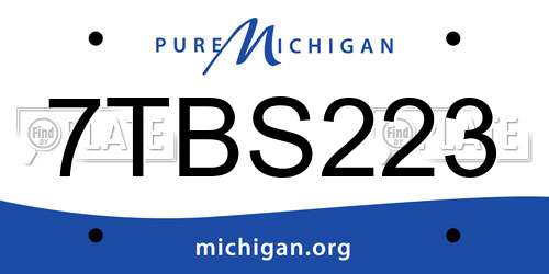 7TBS223 Michigan License Plate