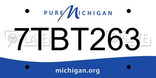 7TBT263 Michigan License Plate