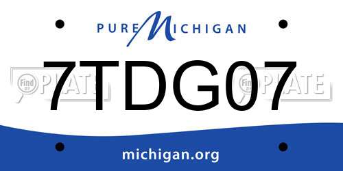 7TDG07 Michigan License Plate
