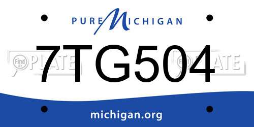 7TG504 Michigan License Plate