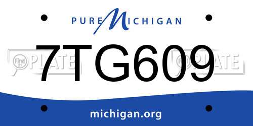 7TG609 Michigan License Plate
