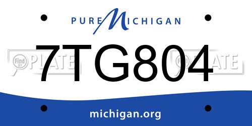 7TG804 Michigan License Plate