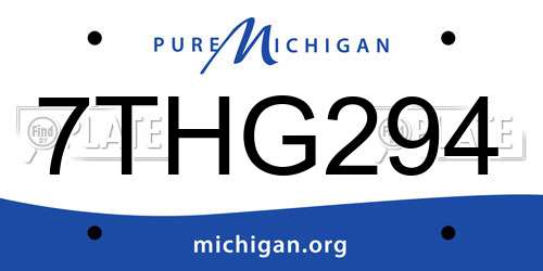 7THG294 Michigan License Plate