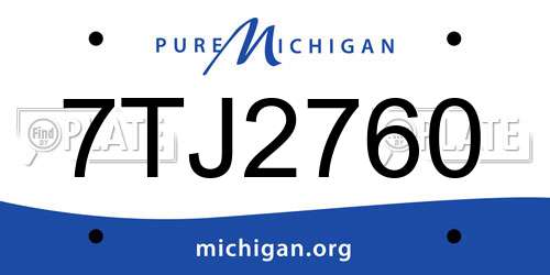 7TJ2760 Michigan License Plate