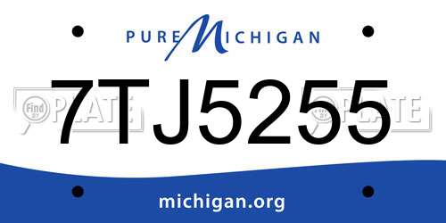 7TJ5255 Michigan License Plate