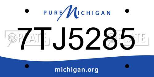 7TJ5285 Michigan License Plate