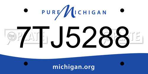 7TJ5288 Michigan License Plate