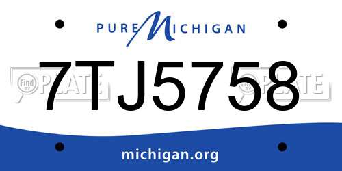 7TJ5758 Michigan License Plate