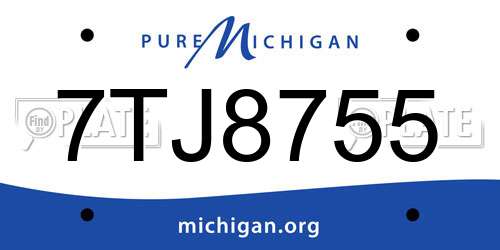 7TJ8755 Michigan License Plate