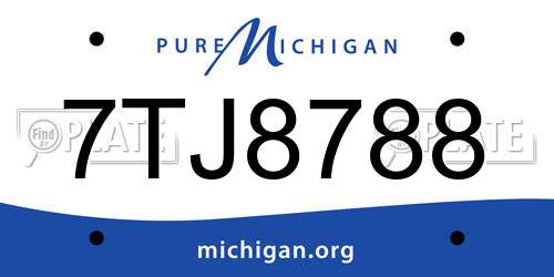 7TJ8788 Michigan License Plate