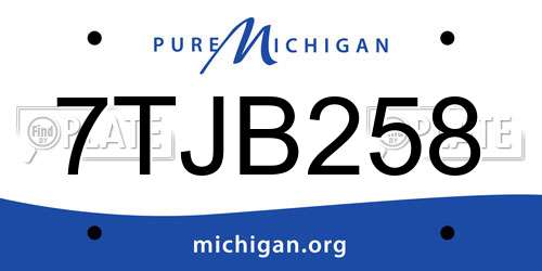 7TJB258 Michigan License Plate