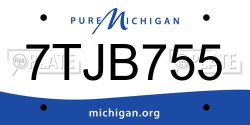 7TJB755 Michigan License Plate