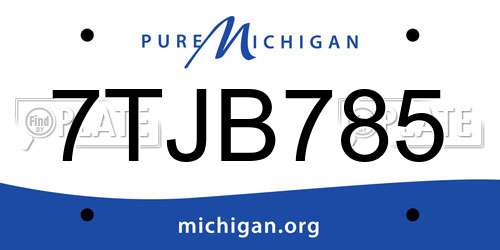 7TJB785 Michigan License Plate