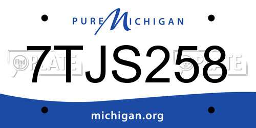 7TJS258 Michigan License Plate