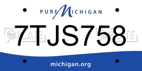 7TJS758 Michigan License Plate