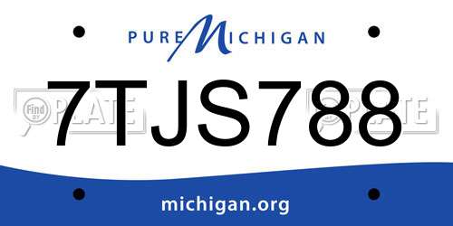 7TJS788 Michigan License Plate