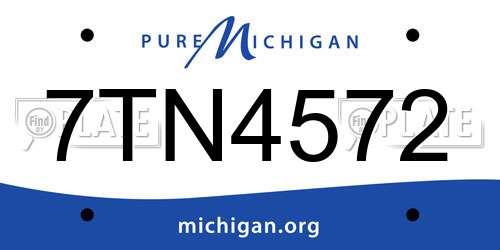 7TN4572 Michigan License Plate