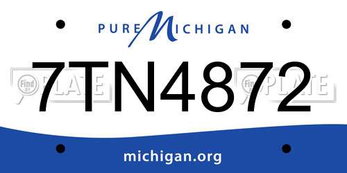 7TN4872 Michigan License Plate