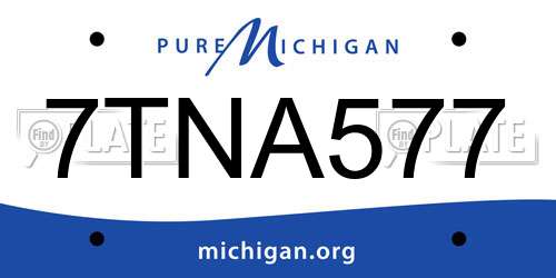 7TNA577 Michigan License Plate