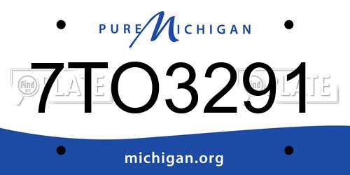 7TO3291 Michigan License Plate