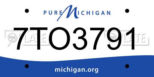 7TO3791 Michigan License Plate