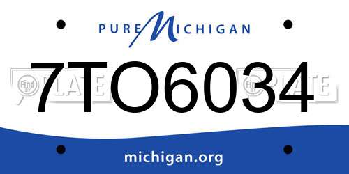 7TO6034 Michigan License Plate