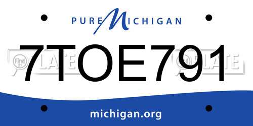 7TOE791 Michigan License Plate