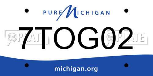 7TOG02 Michigan License Plate