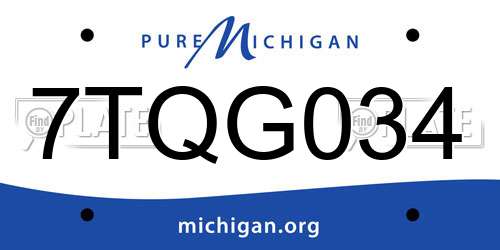 7TQG034 Michigan License Plate