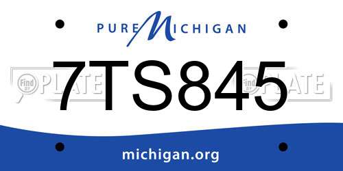 7TS845 Michigan License Plate