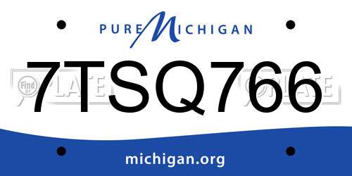7TSQ766 Michigan License Plate