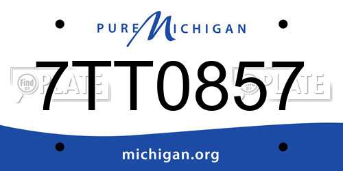 7TT0857 Michigan License Plate
