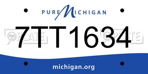 7TT1634 Michigan License Plate