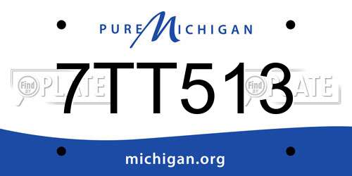 7TT513 Michigan License Plate
