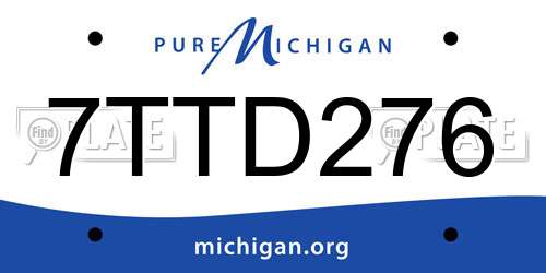 7TTD276 Michigan License Plate