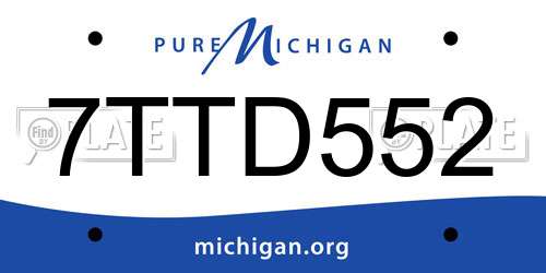 7TTD552 Michigan License Plate
