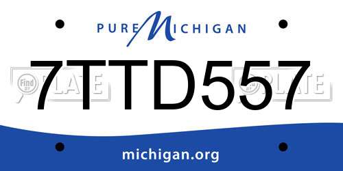 7TTD557 Michigan License Plate