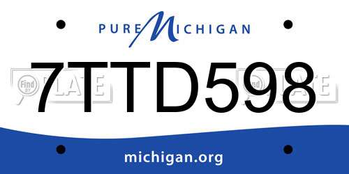 7TTD598 Michigan License Plate