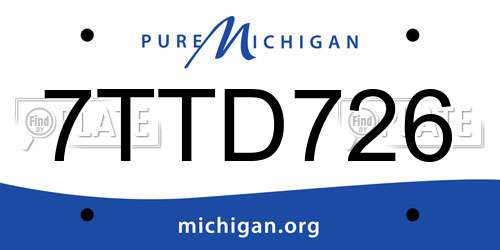 7TTD726 Michigan License Plate