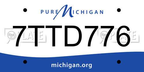 7TTD776 Michigan License Plate