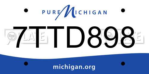 7TTD898 Michigan License Plate